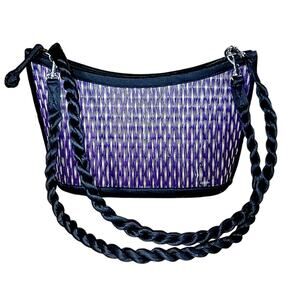 Baskets of Cambodia - Purple & Tan Woven Reed Grass Purse